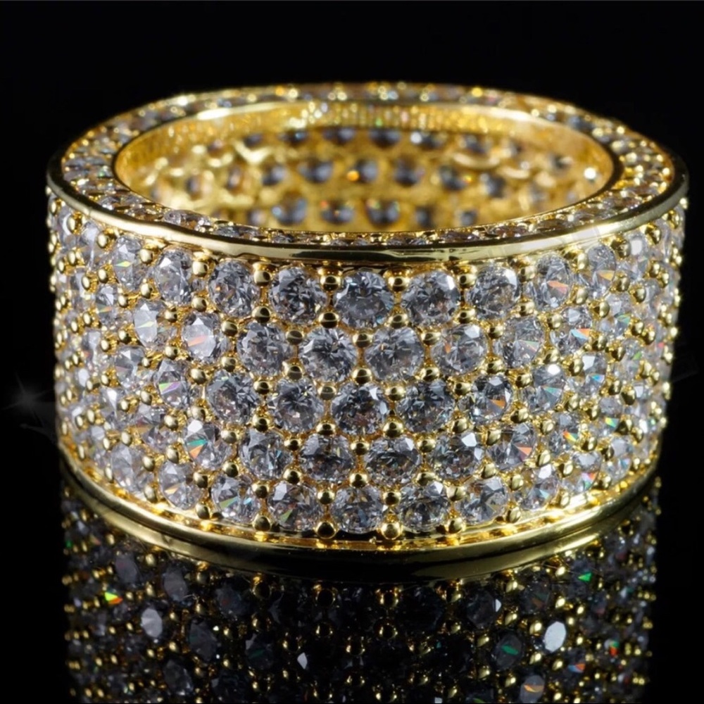 18K Gold 11mm Band Micropaved CZ Men’s Ring